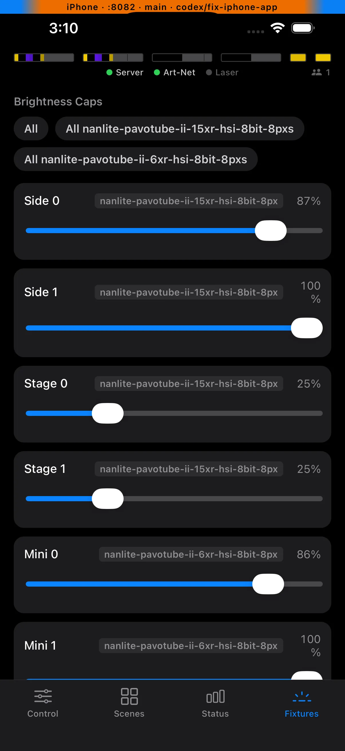 Supervision iPhone Fixtures tab