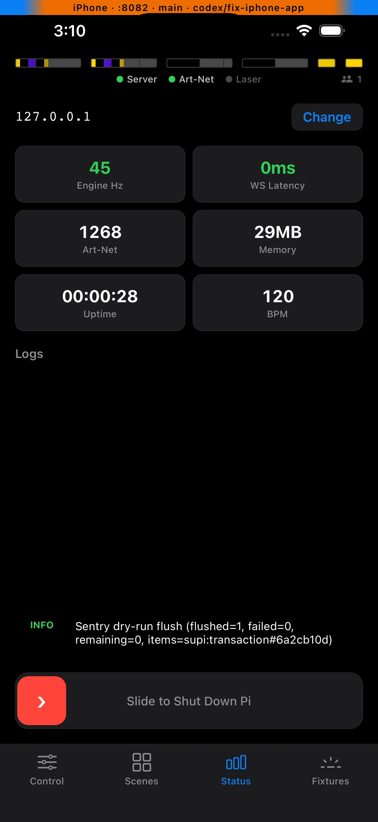 Supervision iPhone Status view